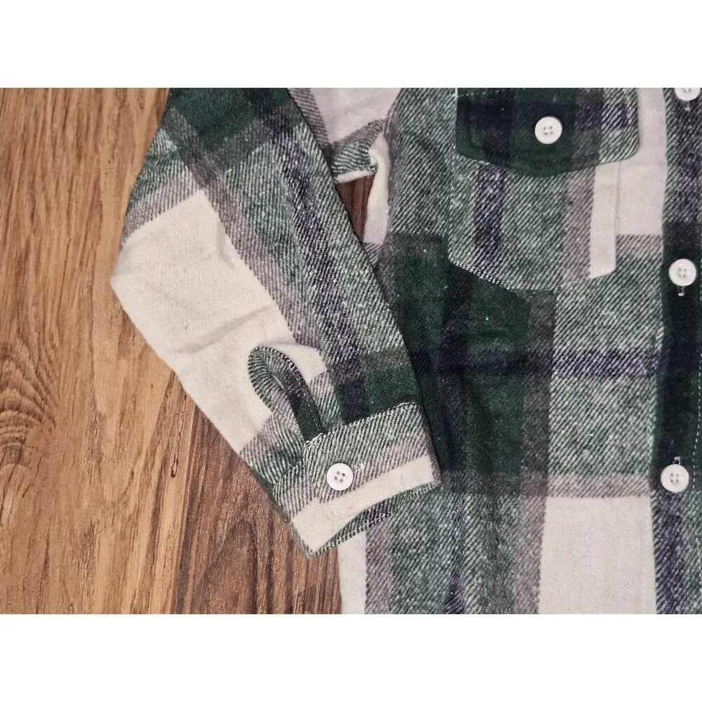 Toddler Green Plaid Flannel Shacket Size 4/5 NWOT